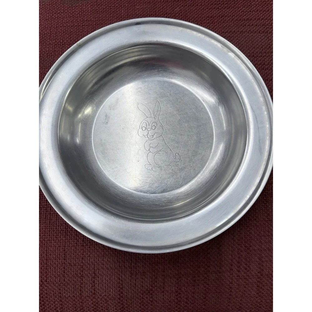 Stainless Steel Child's Bowl DKF Lundtofte Denmark-‎ Rabbits